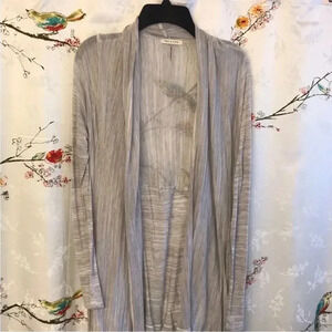 Anthropologie Tea N Rose Sheer Grey Lightweight Cardigan Size Large